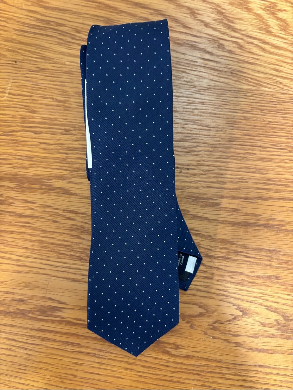J. Crew Factory Navy Tie with White Microdots